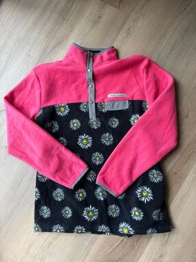 Simply Southern Pink and Black Daisy Fleece Pullover
